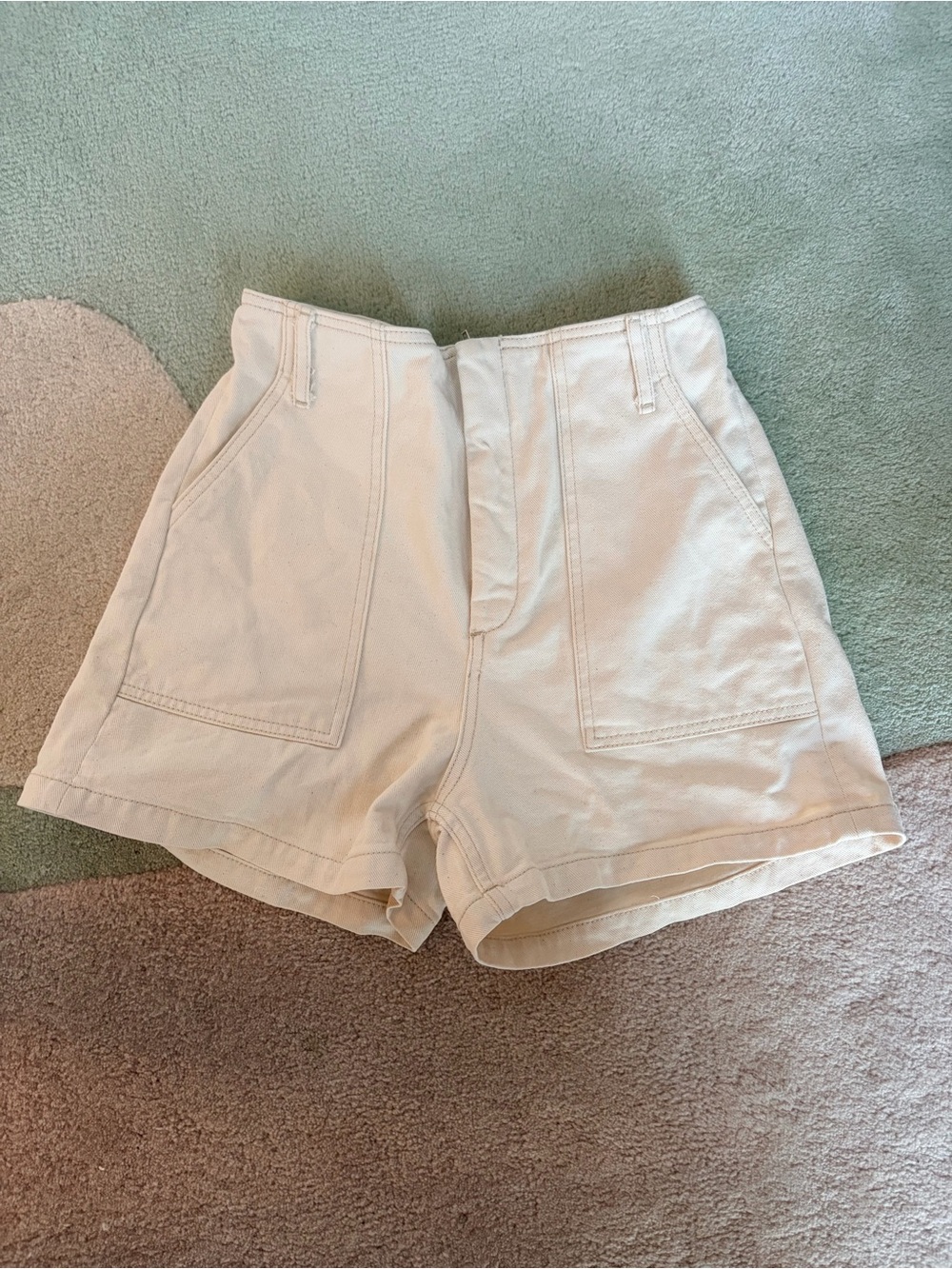 The Kooples Cream High-Waist Utility Shorts